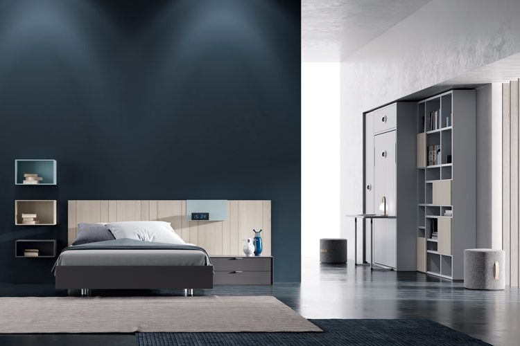 dormitorio de diseño a medida en Barcelona - azul oscuro